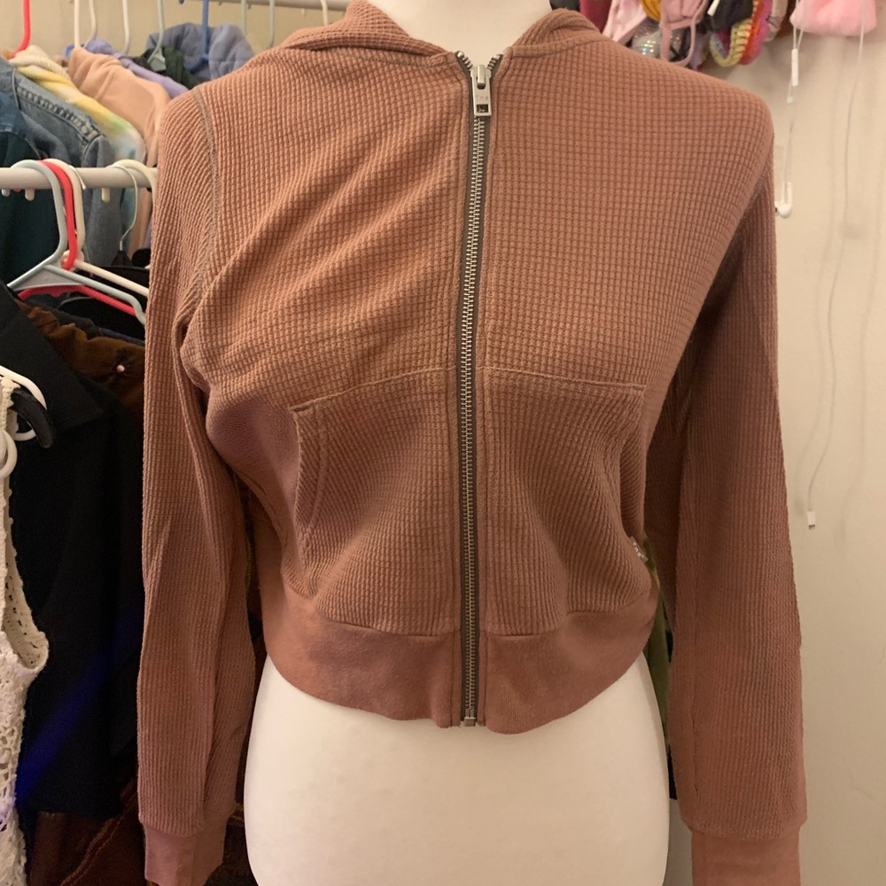 Aritzia TNA Brown Zip-Up Hoodie